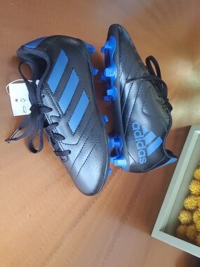 adidas Kids Black and Blue Soccer Shoes NWT